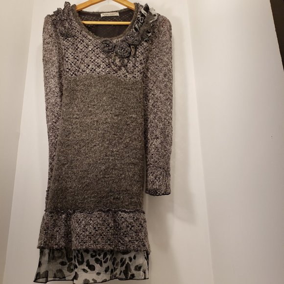 2/$60 Forla Paris Dress sweater grey chic - Picture 2 of 7